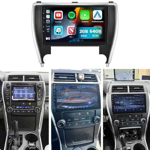 Car Stereo Radio Compatible for Toyota Camry 2015-2017 Android 15 Car Player with Carplay/Android Auto WiFi Bluetooth SWC Split Screen Rear Camera 10.2-inch GPS Navi Head Unit 4GB+64GB