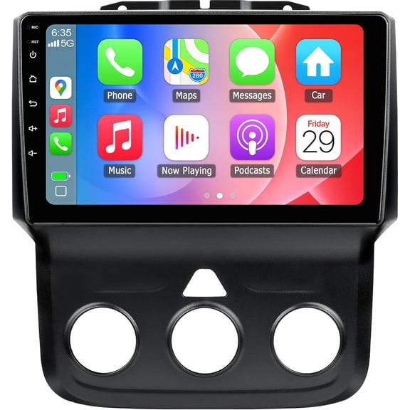 Car Stereo Radio for Dodge RAM 1500 2500 3500 2013 2014 2015 2016 2017 2018, Radio Upgrade for Ram 1500 with CarPlay & Android Auto, 9 Inch, 2G RAM 32G ROM (Only Fit Manual AC)