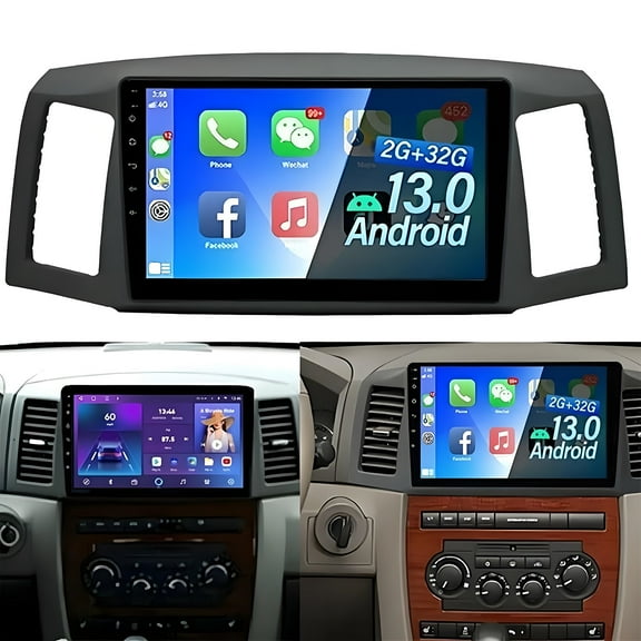 Car Stereo Radio Fit for Jeep Grand Cherokee 2004-2007, 10'' HD Touchscreen Head Unit with Carplay Android Auto Bluetooth GPS Backup Camera Split Screen FM/AM