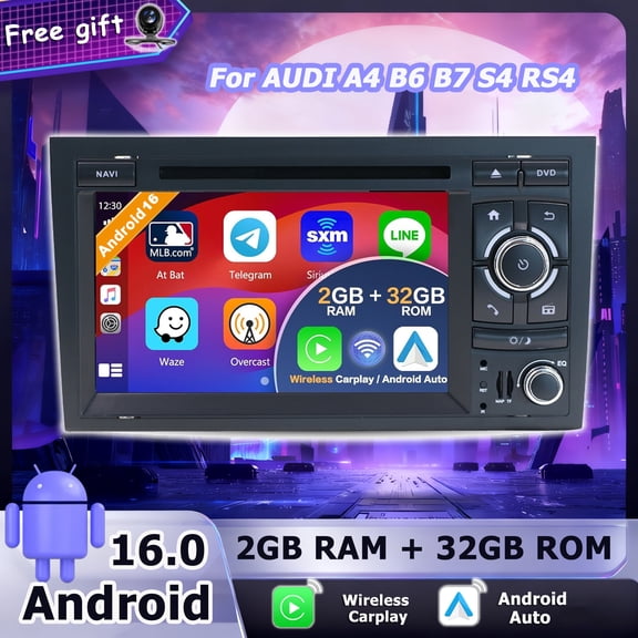 Car Stereo Radio  For AUDI A4 B6 B7 S4 RS4 Android 16.0 2G RAM+32G ROM Carplay Android Auto