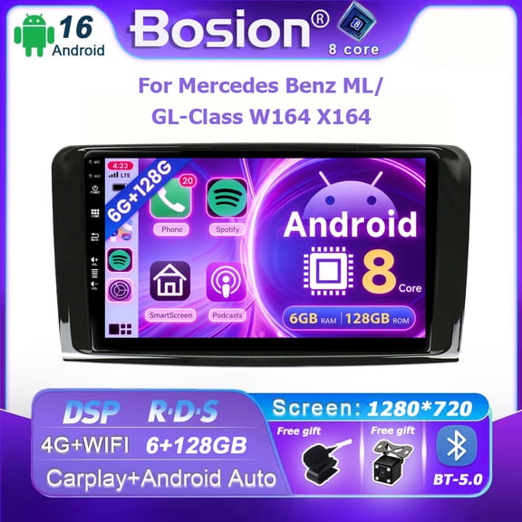 Car Stereo Radio For Mercedes Benz ML/GL-Class W164 X164 Android 16 6G RAM+128G ROM Carplay Android Auto Double Din