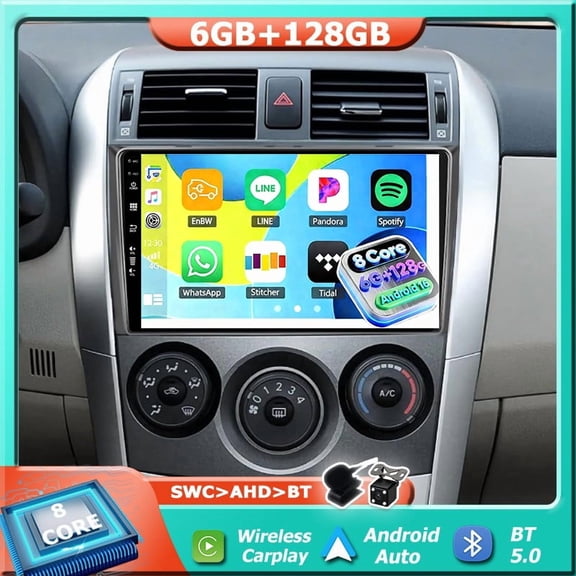 Car Stereo Radio For Toyota Corolla 2009-2013 Android 16 6G RAM+128G ROM Carplay Android Auto