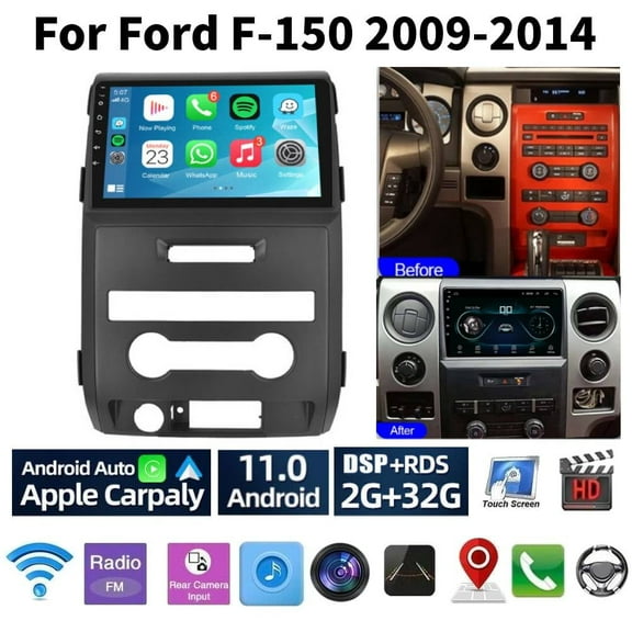 Car Stereo Radio for Ford F-150 2009-2014 Android 13 9" Touch Screen Car Radio Player Support Wireless Carplay Android Auto Navigation Bluetooth Radio WiFi Video Steering Wheel Control 2+32G, Black
