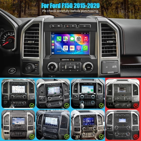 Car Stereo Radio for Ford F150 2015-2020 8 Inch Android 14 GPS Navigation Head Unit FM/RDS WiFi Bluetooth Car Player with Carplay and Android Auto SWC 2+64G Quad Core Split Screen
