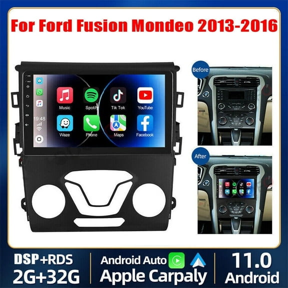 Car Stereo Radio for Ford Fusion Mondeo 2013-2016, 9" Touchscreen Android 13 Support Carplay Android Auto Navigation Wifi Bluetooth Radio Steering Wheel Control 2+32G,Black