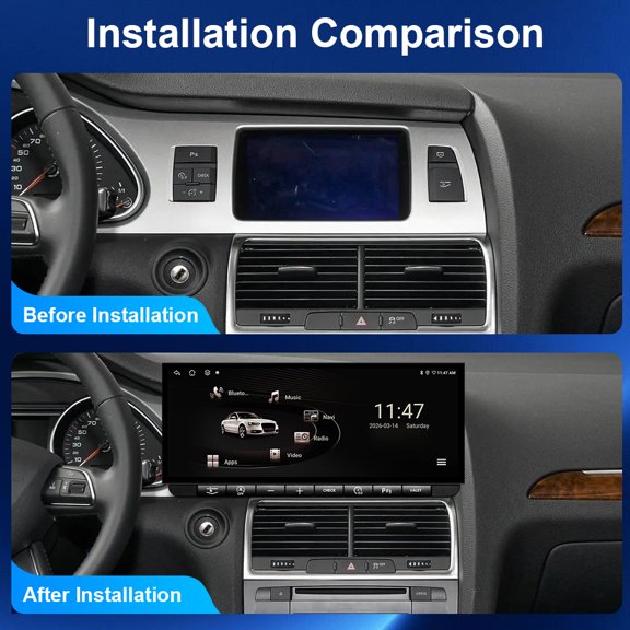 Car Stereo Radio Head Unit for Audi Q7 2005-2009 MMI 2G with 12.3 Inch Android 15 CarPlay Android Auto 4+64G