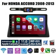 Car Stereo Radio for Honda Accord 8 2008-2013 10.1" Touch Screen Android 13 Video Player Support Wireless Carplay Android Auto WIFI GPS Navigation SWC Backup Camera 2+32G, Black