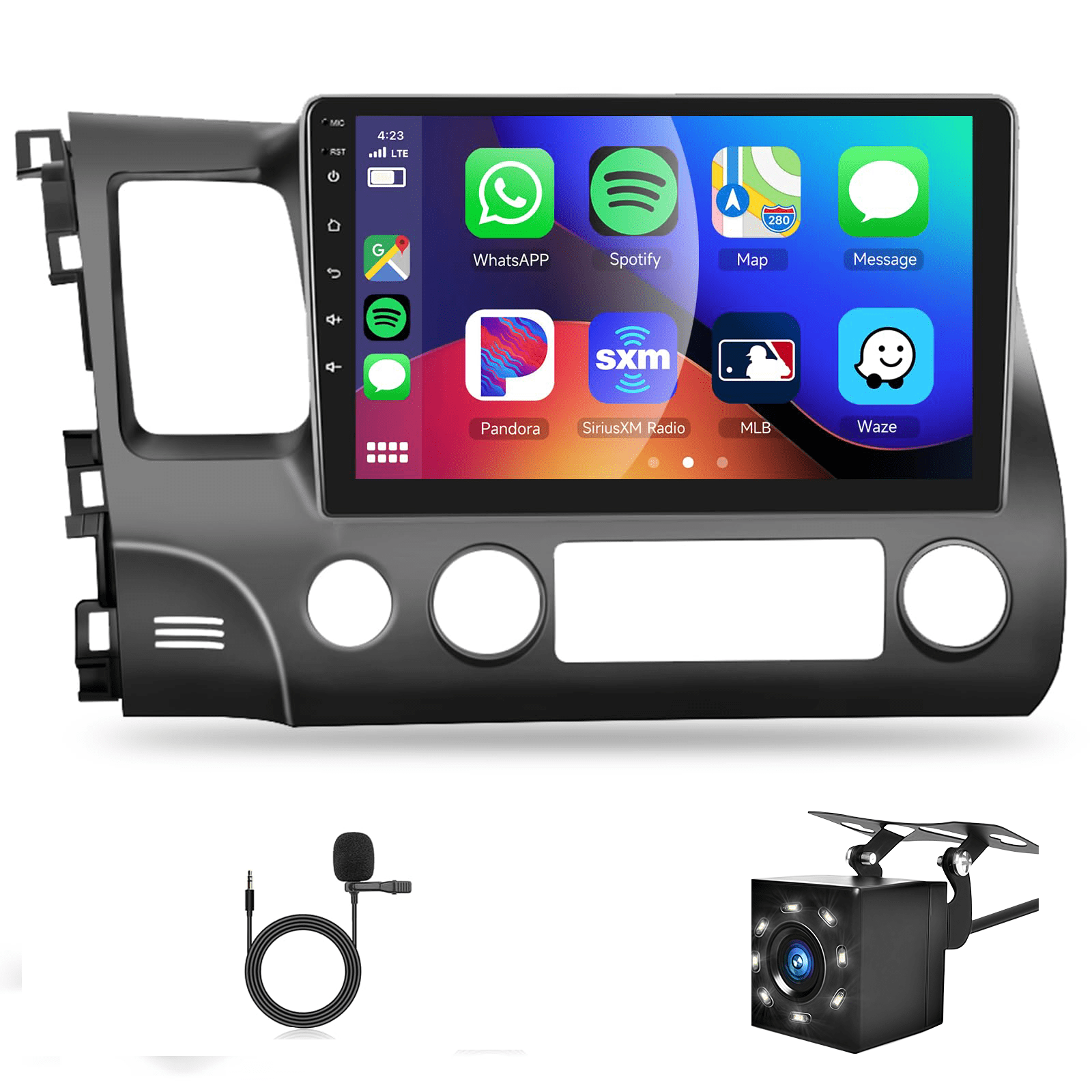 Plug & Play 4G LTE QLED Radio For Honda Civic 2006-2011 – Wireless CarPlay, Android Auto, 8-Core, 10.1" Touchscreen