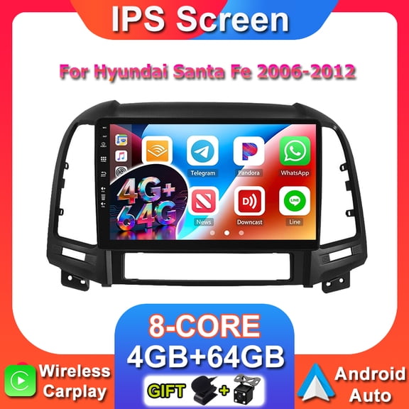 Car Stereo Radio  Hyundai Santa Fe 2006-2012 Android 15 4G RAM+64GROM Carplay Android Auto
