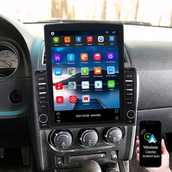 Car Stereo Radio for Jeep Wrangler/Commander/Patriot/Liberty 2008-2017, for Dodge Challenger/Ram/Avenger 2007-2014, for Chrysler 300C 200 Town & Country 2007-2016 with Wireless CarPlay Android Auto