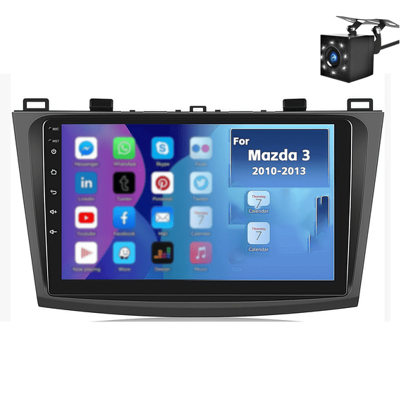 Car Stereo Radio For Mazda 3 2010-2013, 8 Core 4G+32G 9 Inch Touch Screen GPS Navigation, Car Radio Wireless CarPlay & Android Auto, Backup Camera WiFi FM Bluetooth Southwest Coast-8nuclear4+32GB