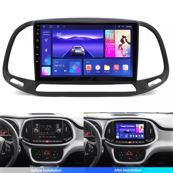 Car Stereo Radio for RAM Promaster City 2015-2021 with Apple CarPlay Android Auto Support Bluetooth, HD Backup Camera, FM, Mirror Link, USB/TF/AUX/SWC