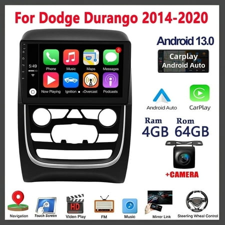 Car Stereo Radio Wifi GPS Navigation for Dodge Durango 2014-2020 9 Inch Android 13 Touchscreen, Car Radio 4+64G Wireless Car-play, Android Auto
