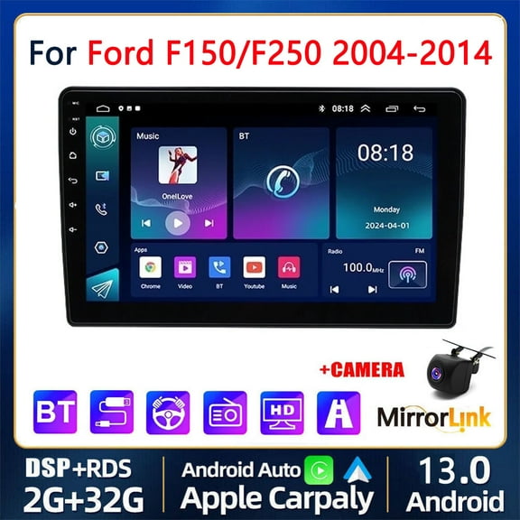 Car Stereo Radio Wifi GPS Navigation for Ford F250 F350 2006-2014 10 Inch Android 13 Touchscreen, Car Radio 2+32G Wireless CarPlay, Android Auto