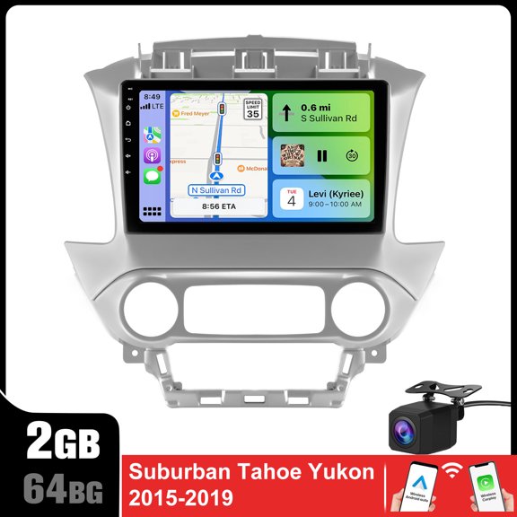 Car Stereo Radio for 2015-2019 Chevy Suburban Tahoe & Yukon Wireless CarPlay Android Auto Bluetooth WiFi GPS Navigation Android System AM/FM