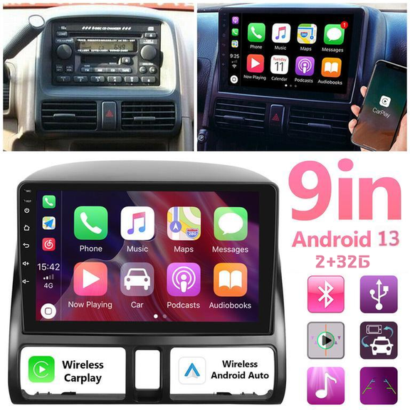 Car Stereo Radio for Honda CRV 2001-2006 9 Inch Android 13 Touchscreen Wireless Carplay, Car Radio 2+32G Wifi GPS Navigation Android Auto