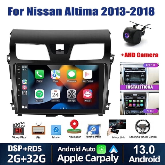Car Stereo Radio for Nissan Altima 2013-2018 with Backup Camera, Car Audio Receivers GPS Navigation Mirror Link 10'' HD Touchscreen