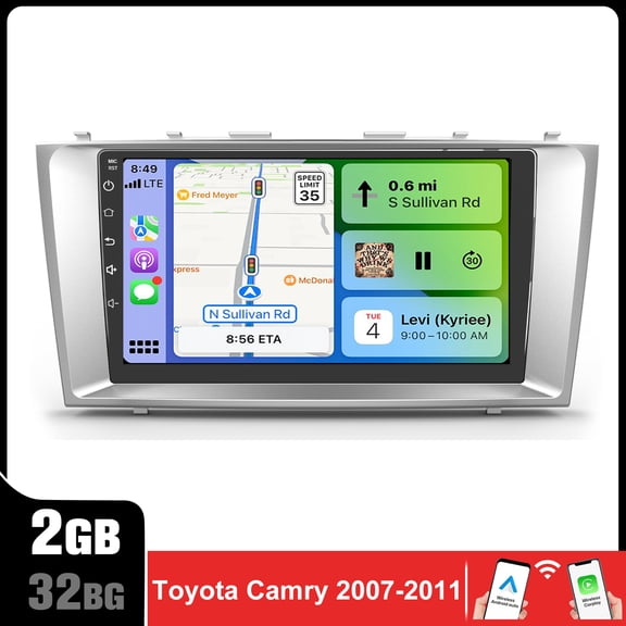 Car Stereo Radio for Toyota Camry 2007-2011 Touch screen with Android Auto Wireless Carplay, Bluetooth WIFI FM supports GPS Navigation Android