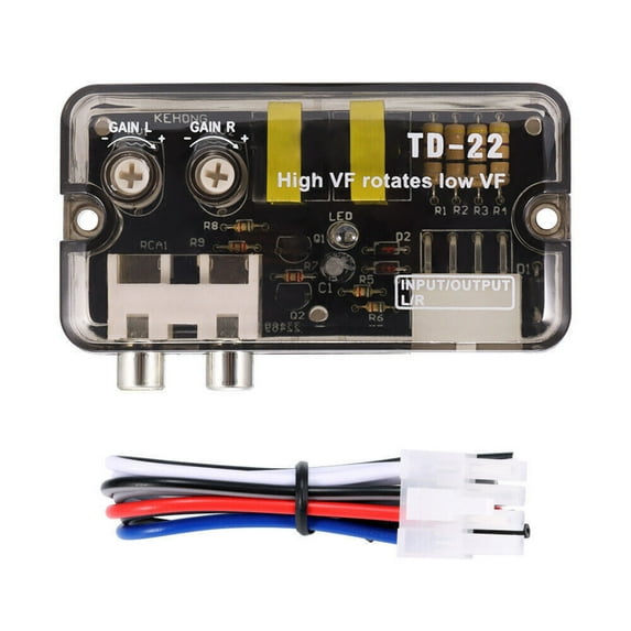 Car Stereo Speaker Level Converter 80W Capacity, 0-2V Adjustable for Amplifier & Subwoofer Integration