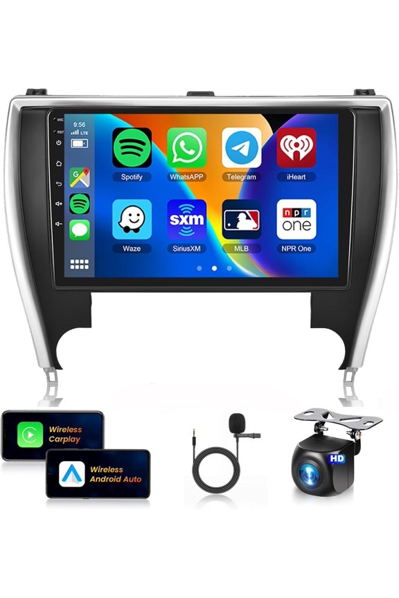 Car Stereo for Toyota Camry 2015 2016 2017 [2+64G] Wireless Carplay Android Auto,Android Car Radio 10.1" Touch Screen GPS WiFi Bluetooth FM/RDS Mirror Link SWC Backup Camera for 2016 Camry Radio