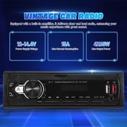 Black Retro Car Radio Receiver with USB for Truck and Auto Audio System