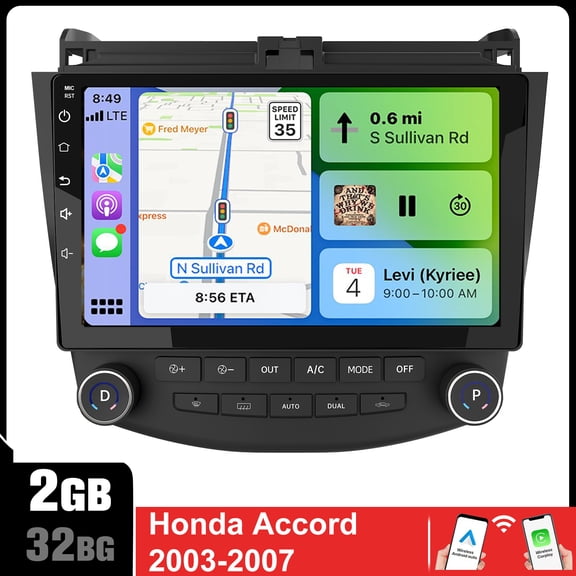Car Stereo for Honda Accord 7th 2003-2007, Touchscreen with Wireless CarPlay & Android Auto Bluetooth WiFi and GPS Navigation