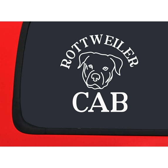 Car Sticker Rottweiler Cab Funny Dog Driving Car Love Car Window Decal Sticker White 7 Inch
