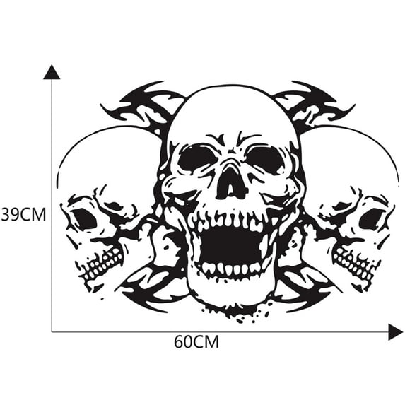 Car Sticker Three Skull Totem Canopy Hood Car Body Sticker Universal Garland Sticker