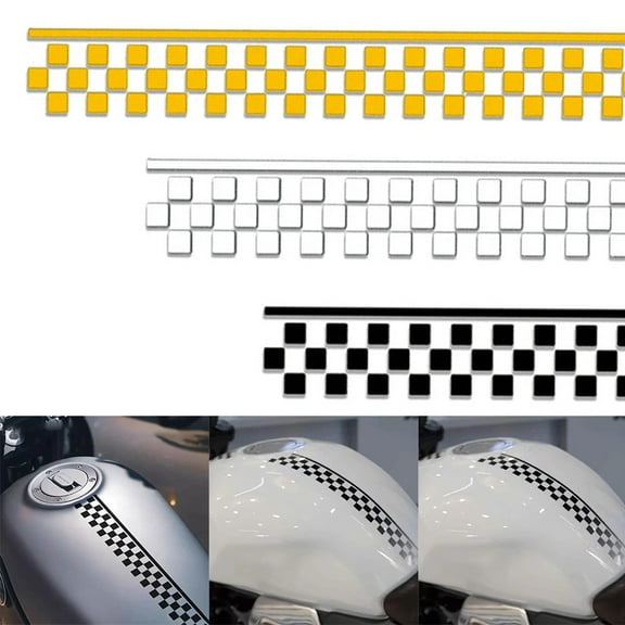 Car Stickers Checkered Stripes Decals Stickers Motorbike Decals Sticker White Fangkenuo