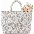 thumbnail image 1 of Car Storage Basket Organizer, Large Capacity Quilted Fabric Bin with Handles, Foldable Car Trunk Back Seat Storage for Groceries, Home Closet Use, Style-I, 1 of 6