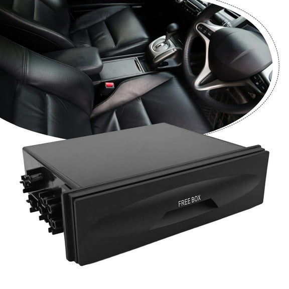 Car Storage Box Single Din Pocket Drawer,Stereo Audio Conversion Fascia,ABS Black Interior Organizer,For Vehicle Dashboard