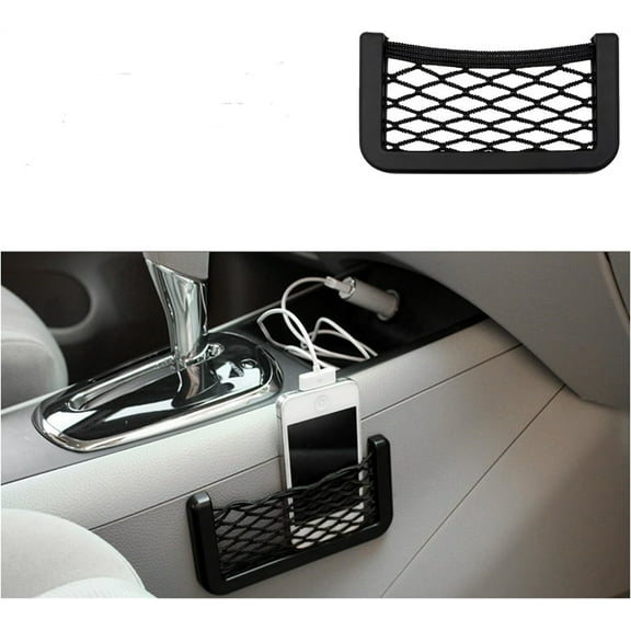 Car Storage Pocket,Net String Pocket for Phone and Card,Topboutique Black Mesh Net Bag for Car Seat Side Back,Self-Adhesive Frame Organizer Bags for Purse and Receipt,6 Inch