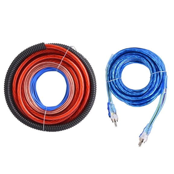 Car Subwoofer Amplifier Install Kit, 4 AWG Blue Wiring Harness With Fuse  <span Style="background:red"></span> Cables, 2800W