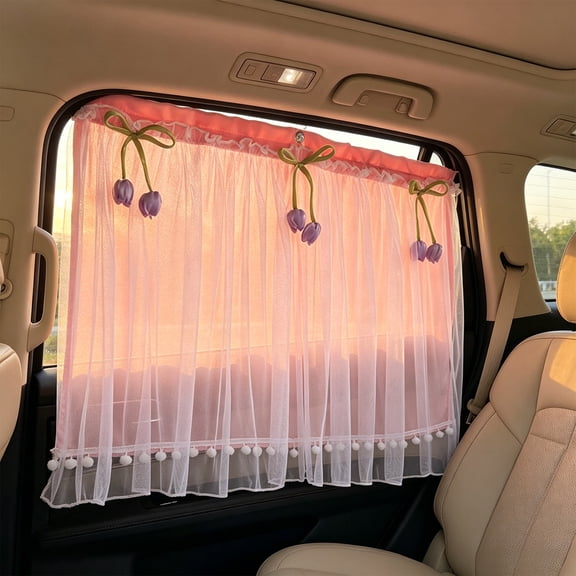 Car Suction Cup Sun Shade Curtain, Window Privacy Cover for UV Ray Blocking and Heat Protection, Easy Install Auto Sunshade for All Car Models, Interior Comfort Accessory for Road Trips