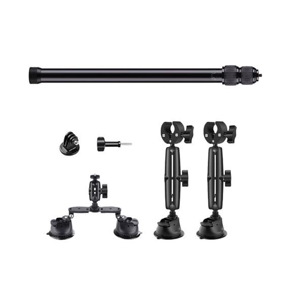 Car Suction Mount Set For 360 Cameras, With Extendable 47.2inchSelfie Aluminum