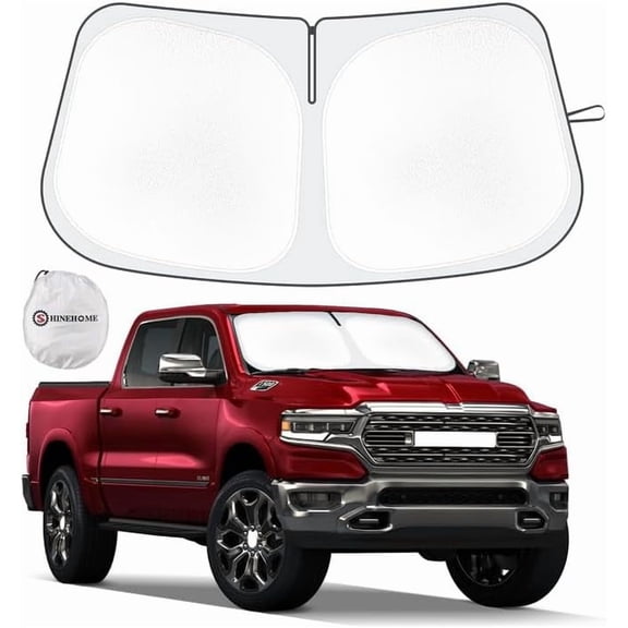 Car Sun Shade for 2019-2024 2025 2026 Dodge Ram 1500 Windshield Sun Shade, Sun Visor Windshield Screen Cover for Ram Front Window Sunshade Foldable Auto Interior Accessories UV Block to Keep Cool