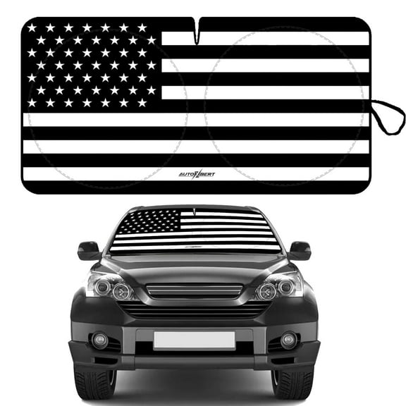 Car Sun Shade Black US Flag Front Window Windshield Cover Visor Sun Protection Reflector Truck Pickup SUV Auto Universal