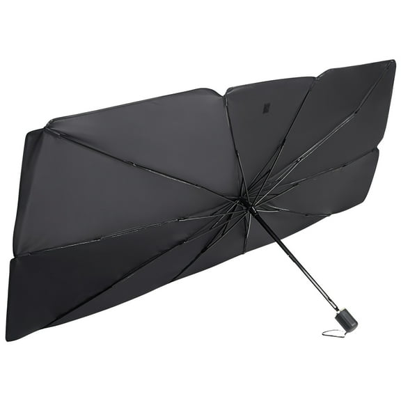 Car Sun Shade Foldable Umbrella for Front Windshield with Titanium Silver Heat Insulation Protection Easy Storage for Cars, SUV, Trucks