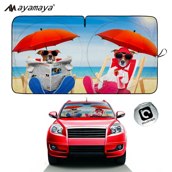 Car Sun Shade for Front Windshield ,AYAMAYA Cute Cartoon Car Front Window Sunshades, Foldable Cool Sun Visor Shield,UV Protection Car Sunshade Cover for Most Sedans SUV Truck