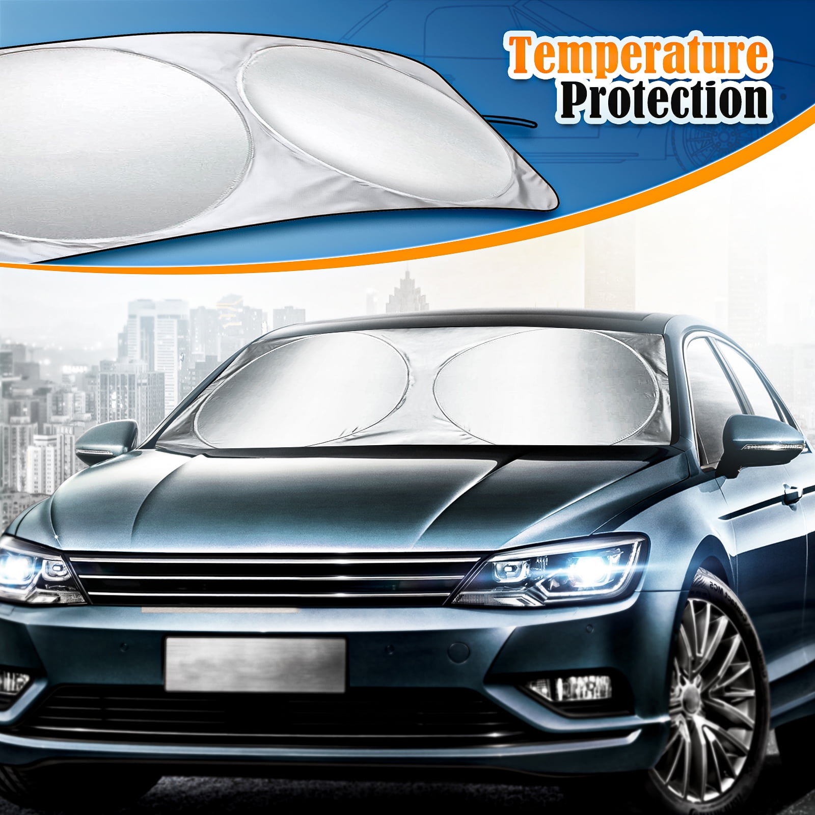 Car Sun Shade Premium Windshield Protector Sun Shade Car Window and  Dashboard Anti Slip Pad; and SUV Friendly (68 x 35.4 Inches), WS102X 
