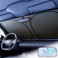 thumbnail image 1 of Car Sun Shade, Windshield Sunshade, Auto UV Protector, 55.9x31.5 Inch Double-Sided Reflective Aluminum Foil Sun Shade, Universal Shield for Small Medium Car Front Rear Windshield Summer Use, 1 of 8