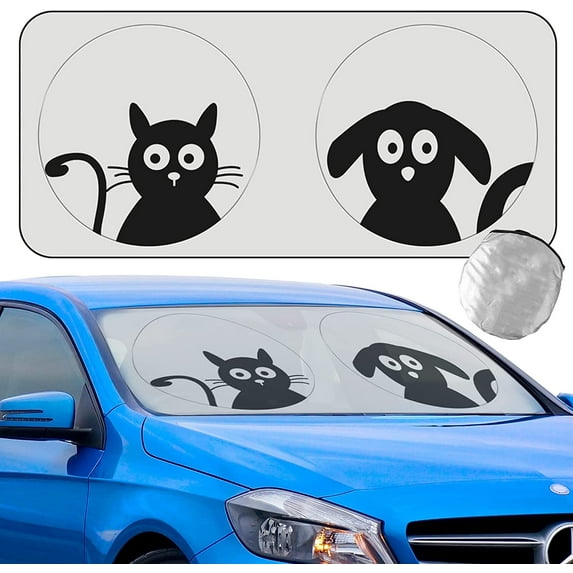 Car Sun Shade for Windshield Cute,AYAMAYA Foldable Cartoon Car Front Window Sunshades for Most Sedans SUV Truck