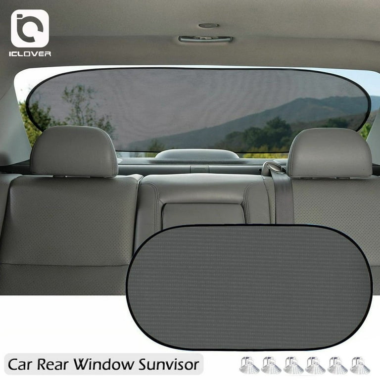 Car Sun Shade, iClover UV Protection Folding Auto Rear Window Sunshade, 39  x 20 inch Universal Mesh Back Window Visor with Suction Cup for Children