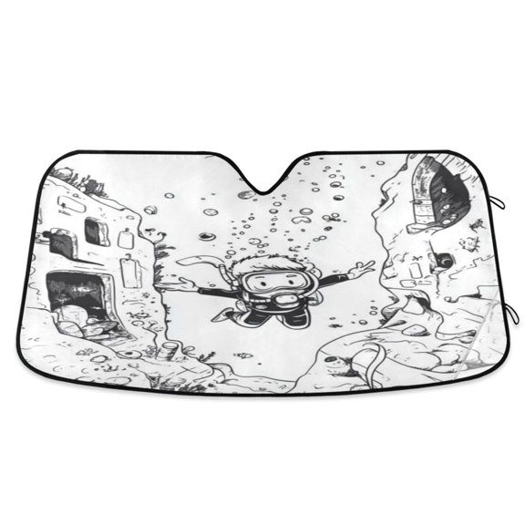 Car Sun Visor 53*23.5Inch Windshield Sun Shield Car Sun Curtain Car Sun Shield Car Sun Insulation Suitable For Most Vehicles Black Diving