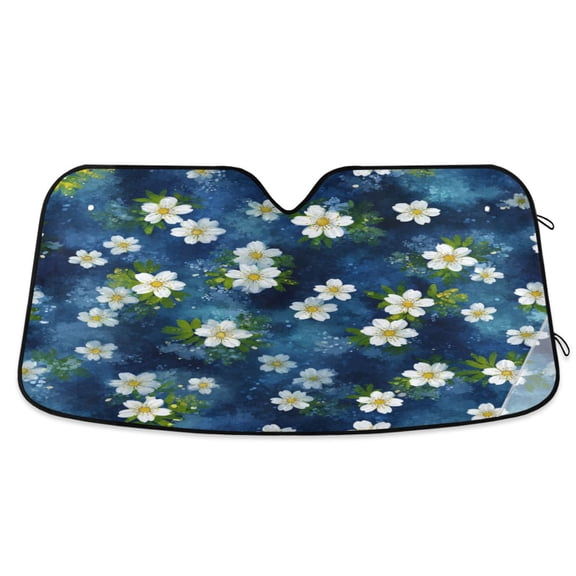 Car Sun Visor 53*23.5Inch Windshield Sun Shield Car Sun Curtain Car Sun Shield Car Sun Insulation Suitable For Most Vehicles Cobalt Sky Floral Dots