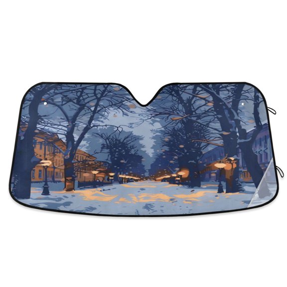 Car Sun Visor 53*23.5Inch Windshield Sun Shield Car Sun Curtain Car Sun Shield Car Sun Insulation Suitable For Most Vehicles Winter Street Scene
