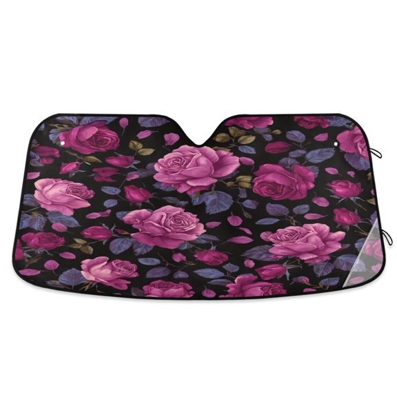 Car Sun Visor 55*27.6inch Windshield Sun Shield Car Sun Curtain Car Sun Shield Car Sun Insulation Suitable For Most Vehicles Beautifui Rose Pink