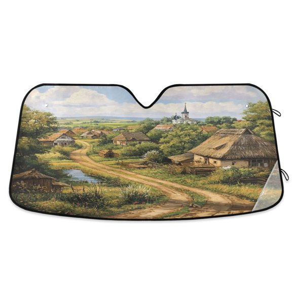 Car Sun Visor 55*27.6inch Windshield Sun Shield Car Sun Curtain Car Sun Shield Car Sun Insulation Suitable For Most Vehicles Beautiful Countryside