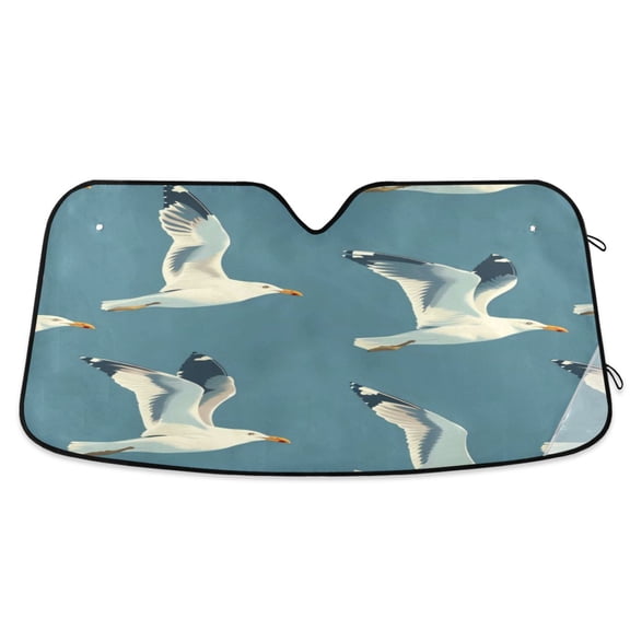Car Sun Visor 55*27.6inch Windshield Sun Shield Car Sun Curtain Car Sun Shield Car Sun Insulation Suitable For Most Vehicles Blue Seagull