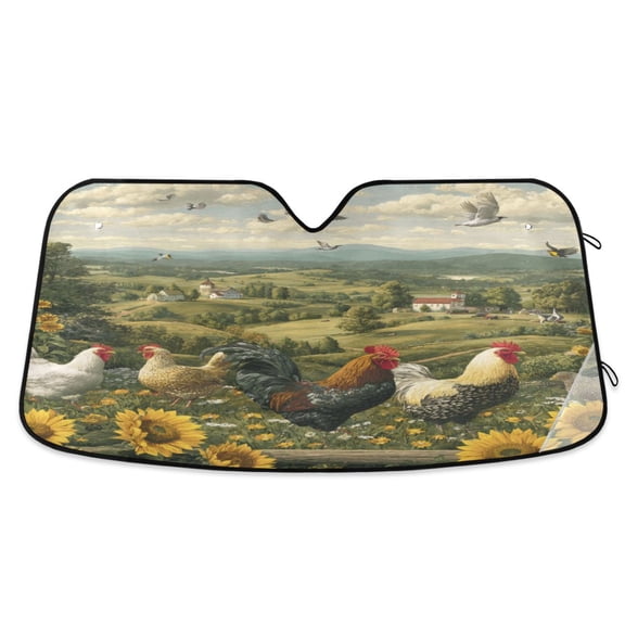 Car Sun Visor 55*27.6inch Windshield Sun Shield Car Sun Curtain Car Sun Shield Car Sun Insulation Suitable For Most Vehicles Chicken Forest Group